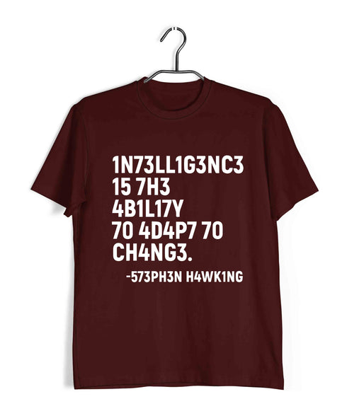 Nerd Physics INTELLIGENCE IS THE ABILITY TO ADAPT TO CHANGE Custom Printed Graphic Design T-Shirt for Men